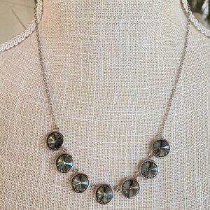 FAC Smoky Swarovski Crystal 18" Silver Tone Necklace​​